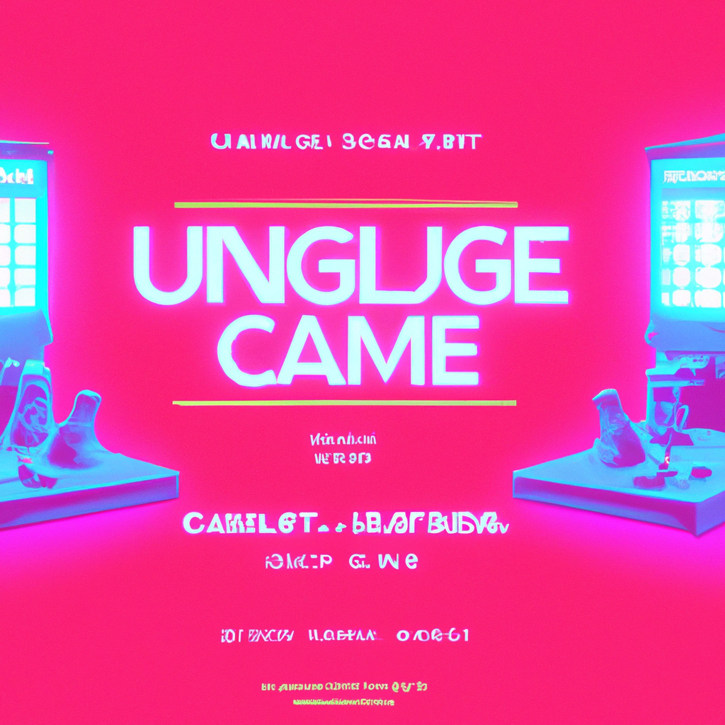 Neon arcade montage with retro cabinets and VHS glow